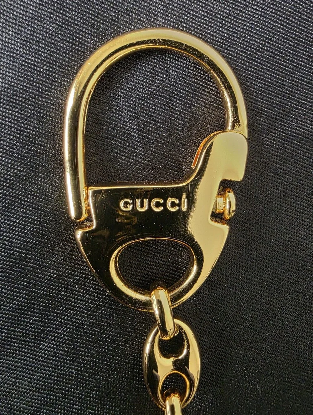 Auth Gucci Interlocking GG Gold/Blue Keychain